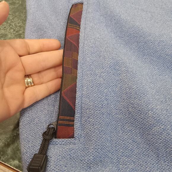 Mens XXL Western Aztec Trim Southwestern Blue Vest Fleece Full Zip Pockets Cozy - Picture 2 of 13